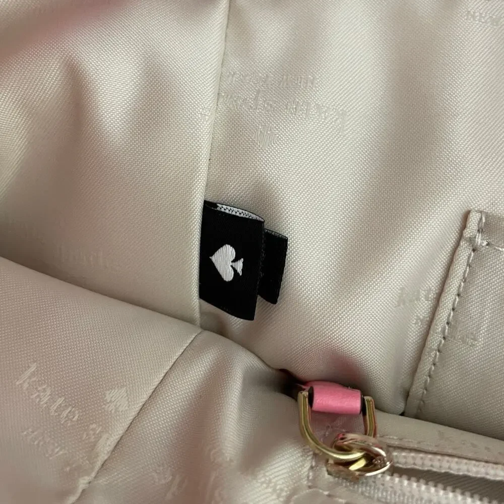 Kate Spade Basket Woven Leather Tote Detachable Crossbody Strap Like New - Picture 9 of 12